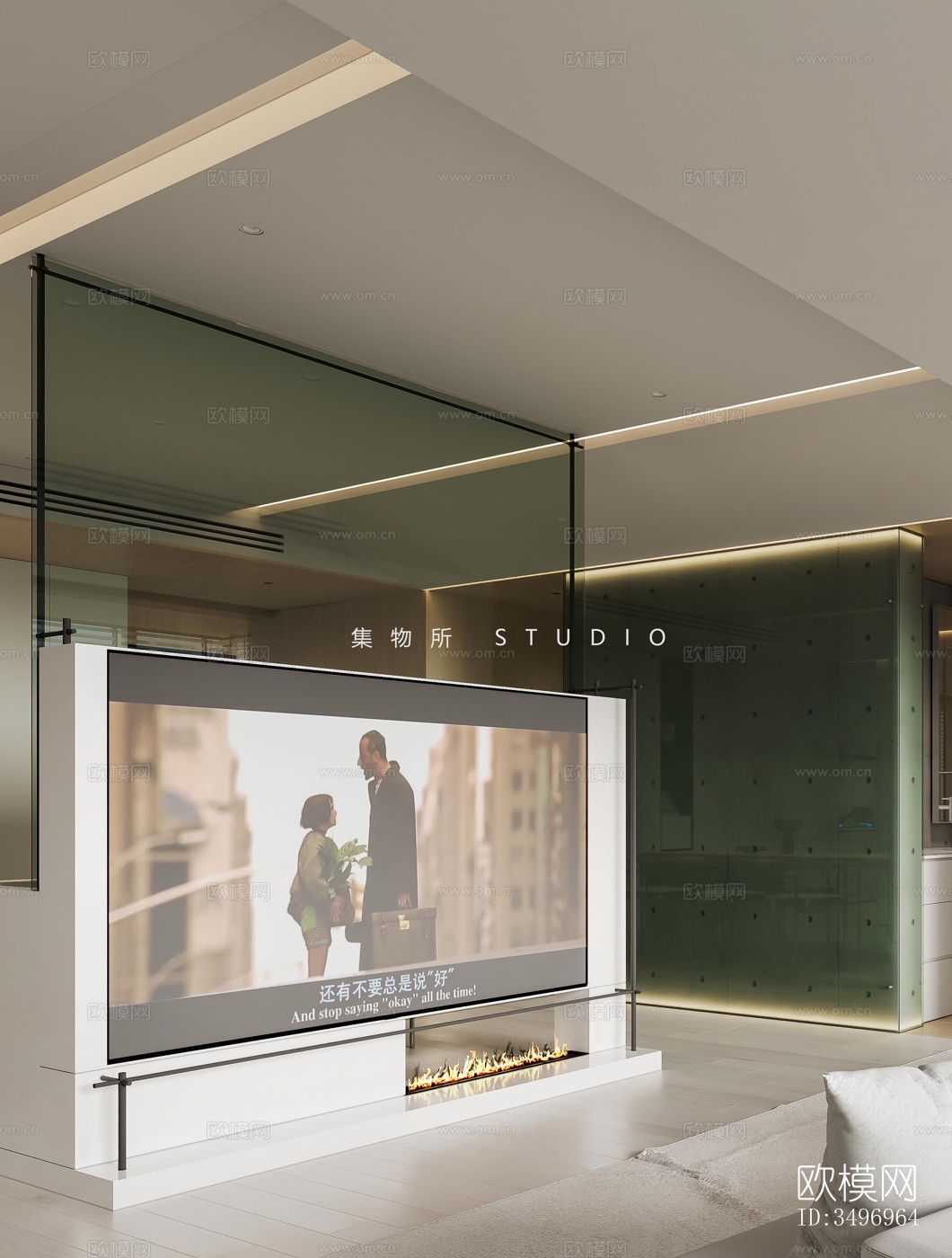 现代大平层效果图下载（渲染图13）