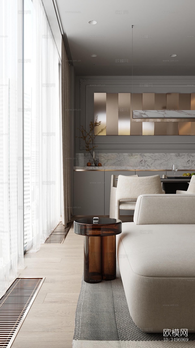 现代大平层效果图下载（渲染图16）