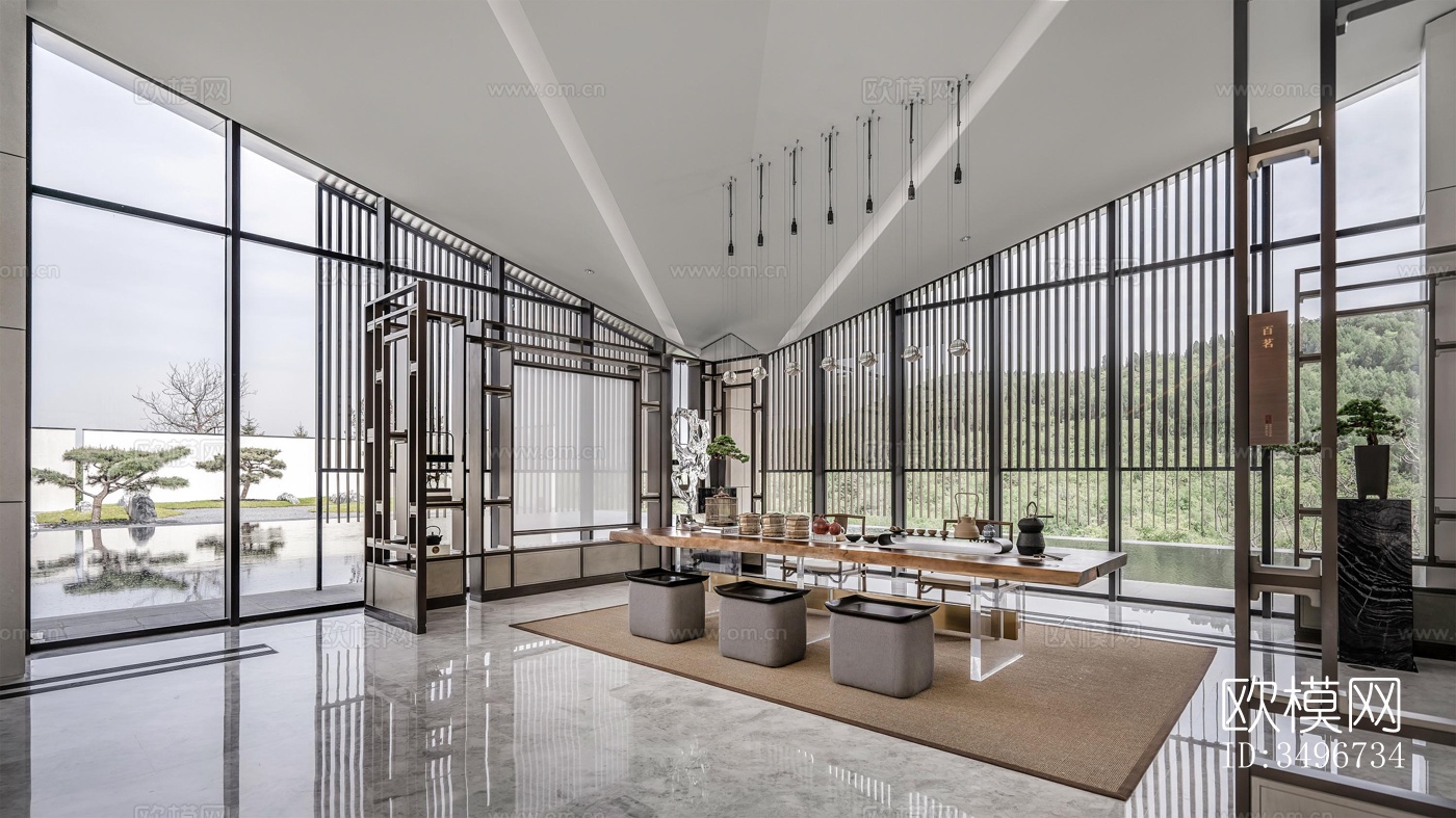 新中式售楼处效果图下载（渲染图11）