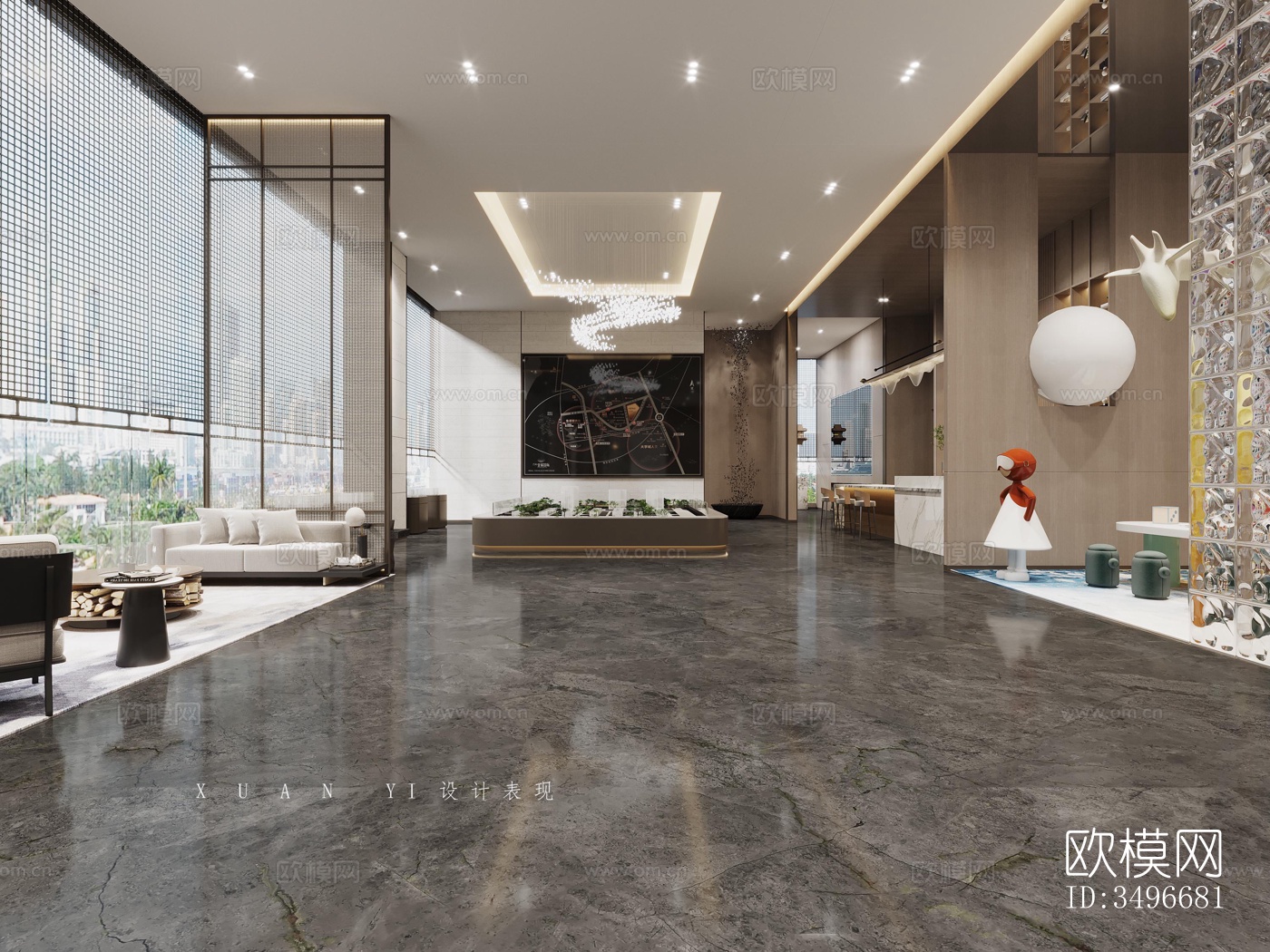 新中式售楼处效果图下载（渲染图6）