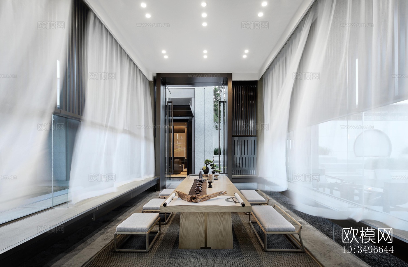 新中式售楼处效果图下载（渲染图7）