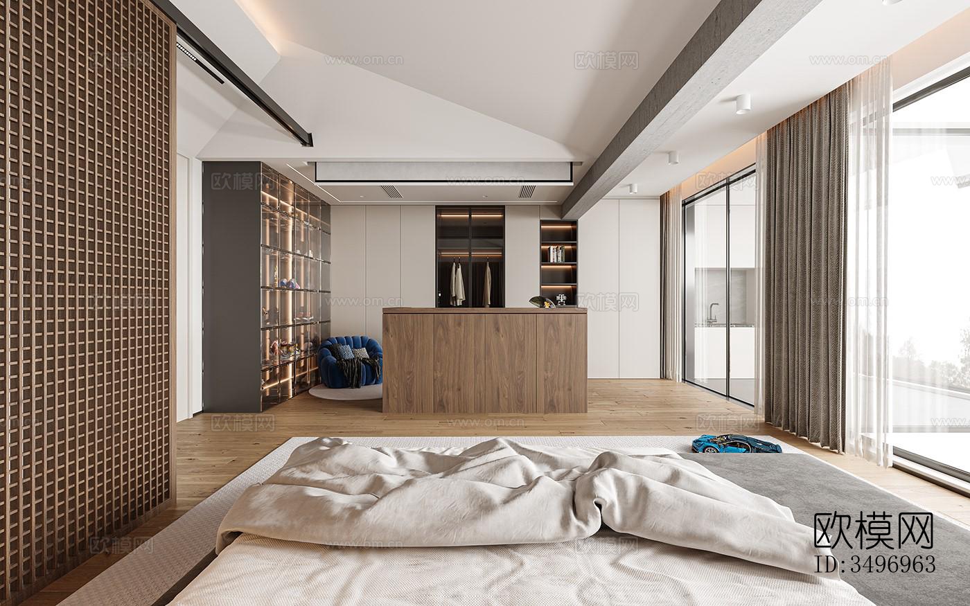 现代大平层效果图下载（渲染图13）