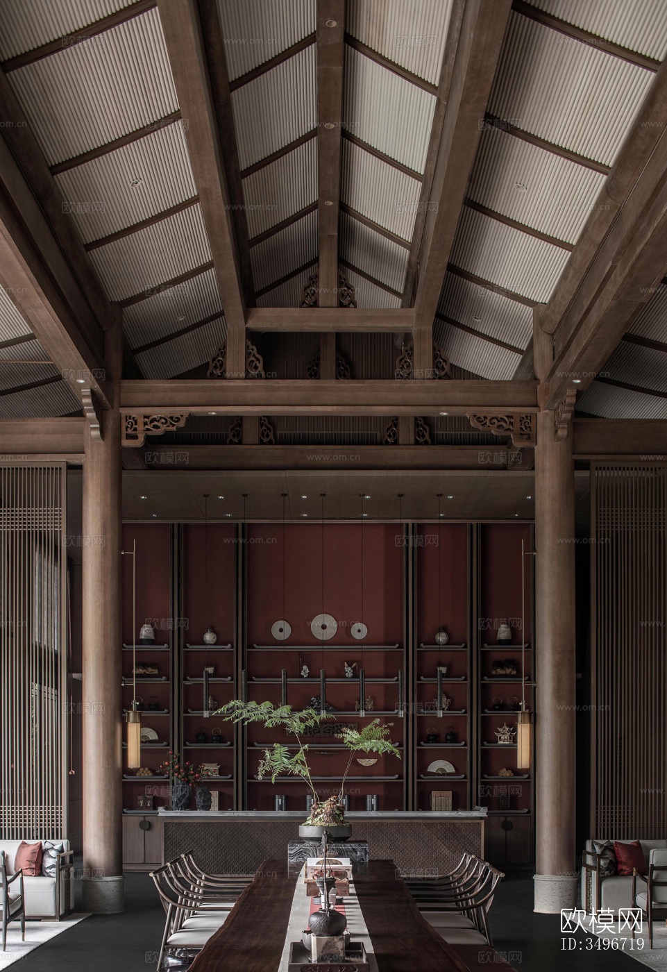 新中式售楼处效果图下载（渲染图7）