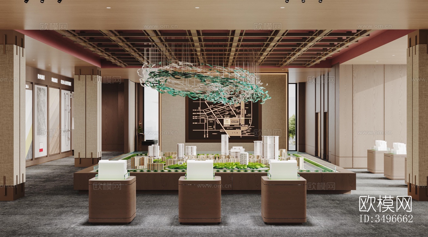 新中式售楼处效果图下载（渲染图6）