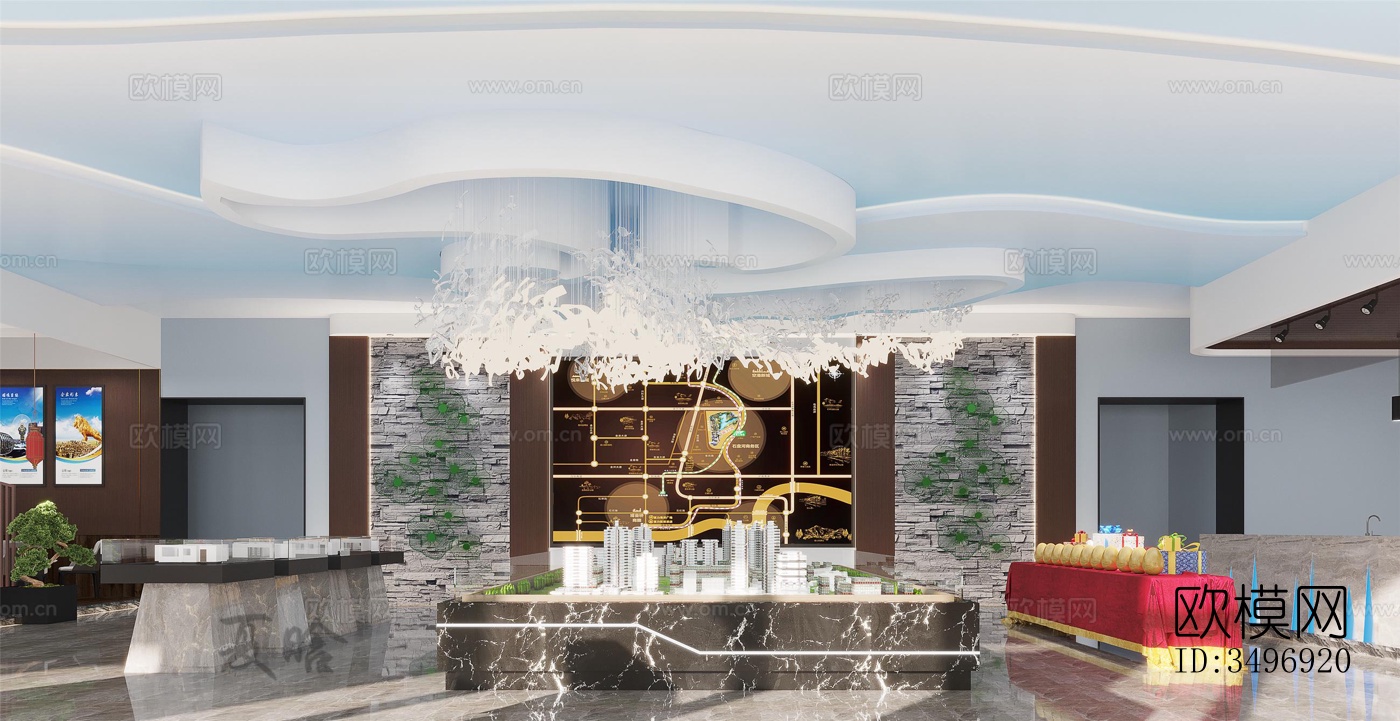 现代售楼处效果图下载（渲染图1）
