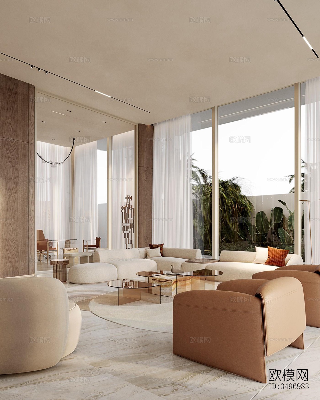 现代大平层效果图下载（渲染图12）