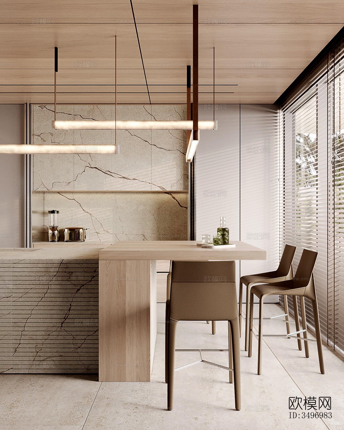 现代大平层效果图下载（渲染图4）