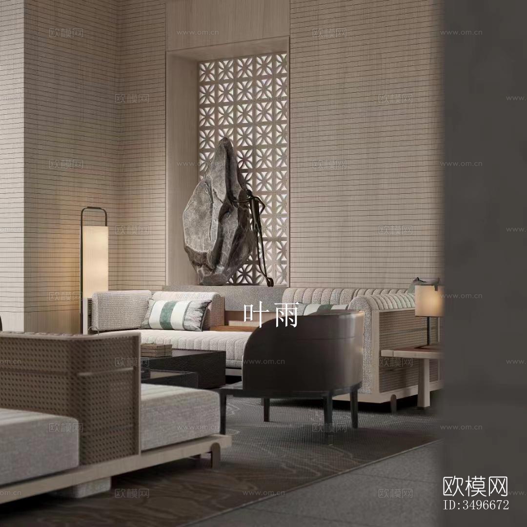 新中式售楼处效果图下载（渲染图5）