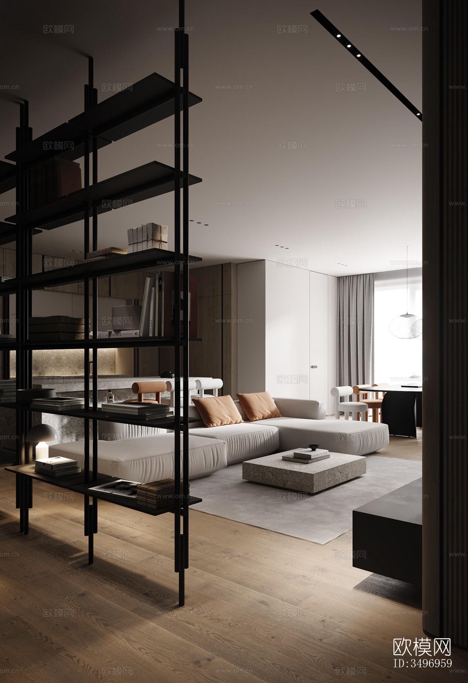 现代大平层效果图下载（渲染图16）