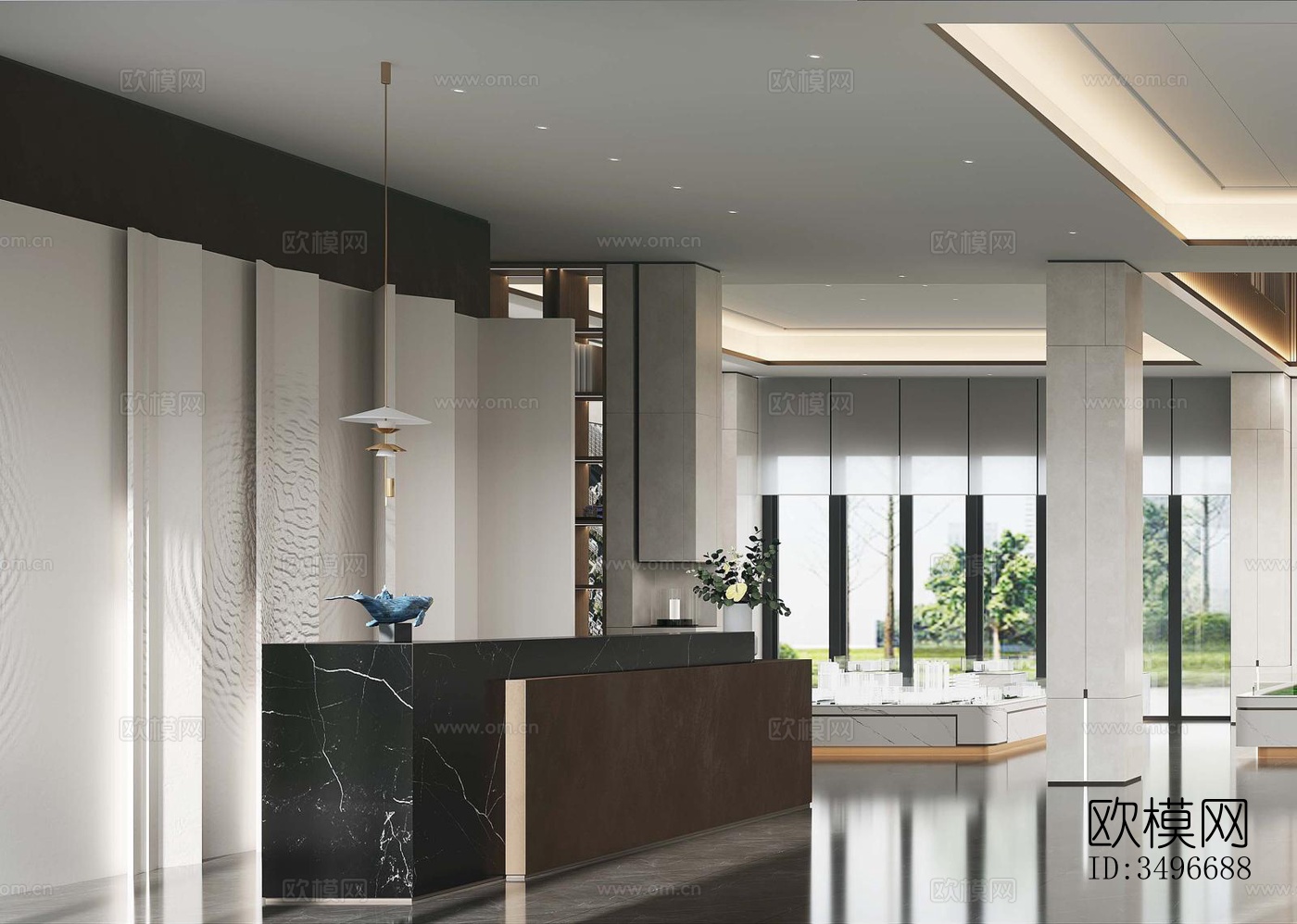 新中式售楼处效果图下载（渲染图5）