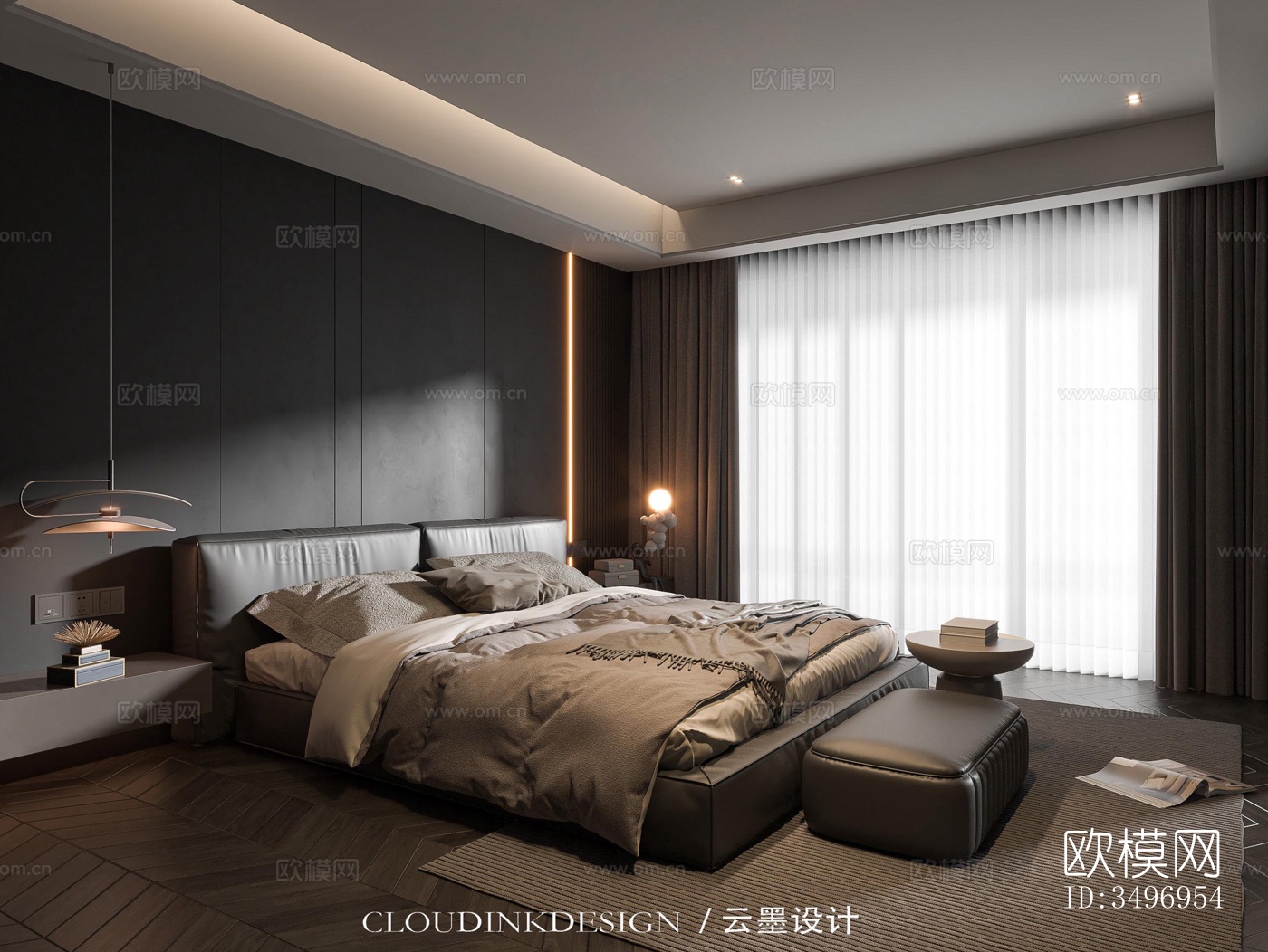 现代大平层效果图下载（渲染图11）