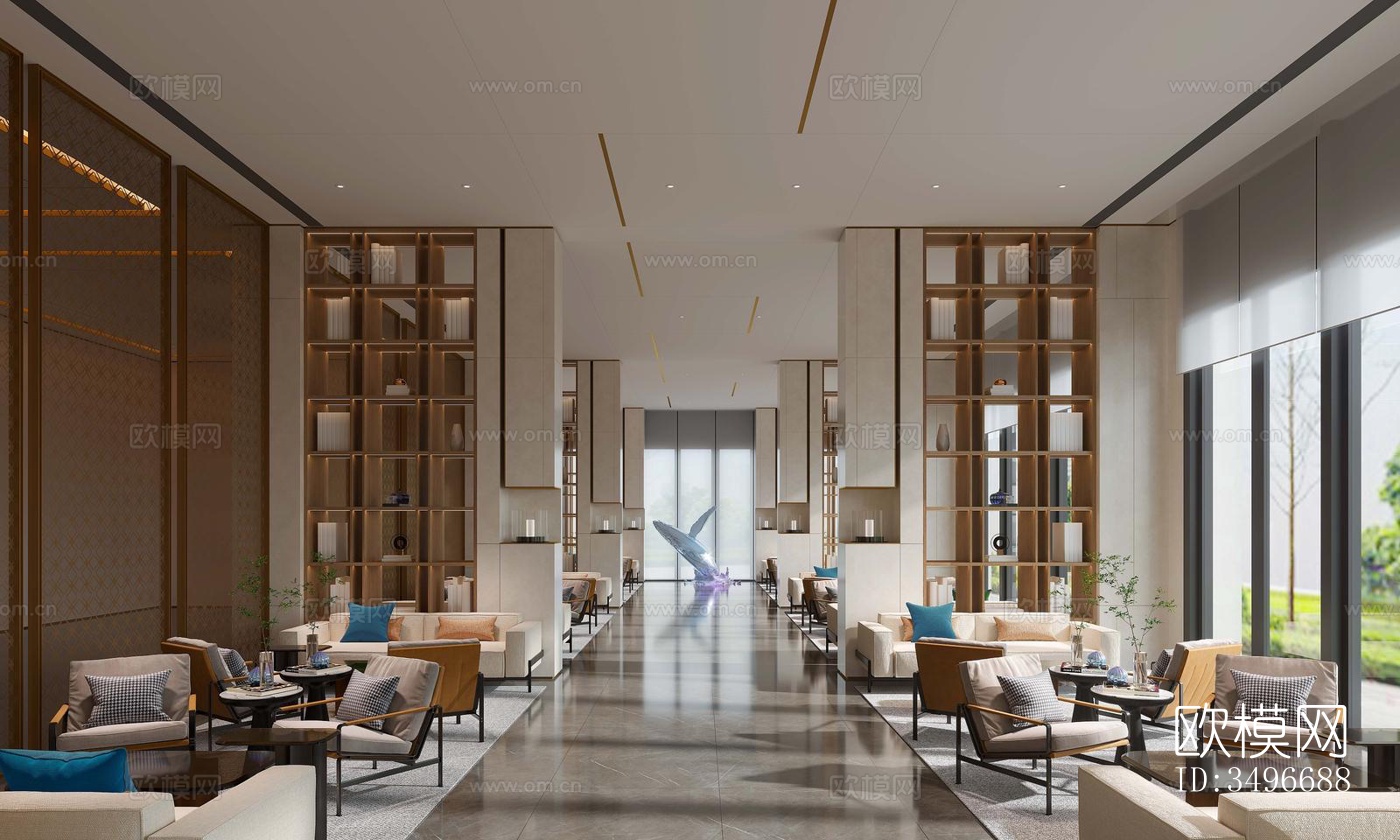 新中式售楼处效果图下载（渲染图4）