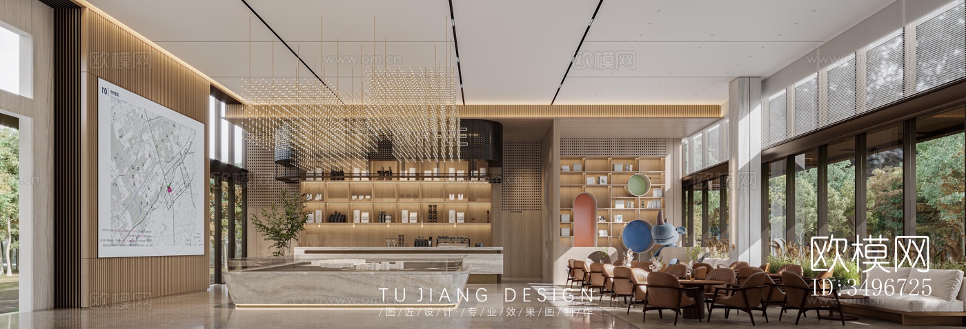 新中式售楼处效果图下载（渲染图5）