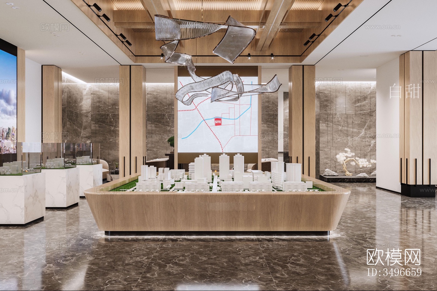 新中式售楼处效果图下载（渲染图1）