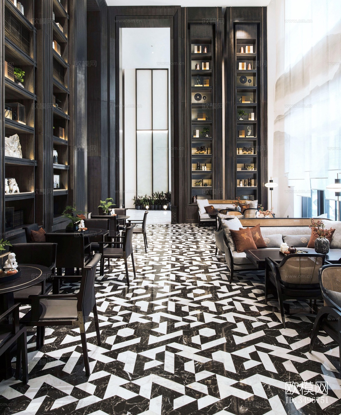 新中式售楼处效果图下载（渲染图5）