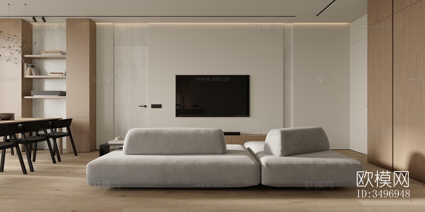 现代大平层效果图下载（渲染图12）