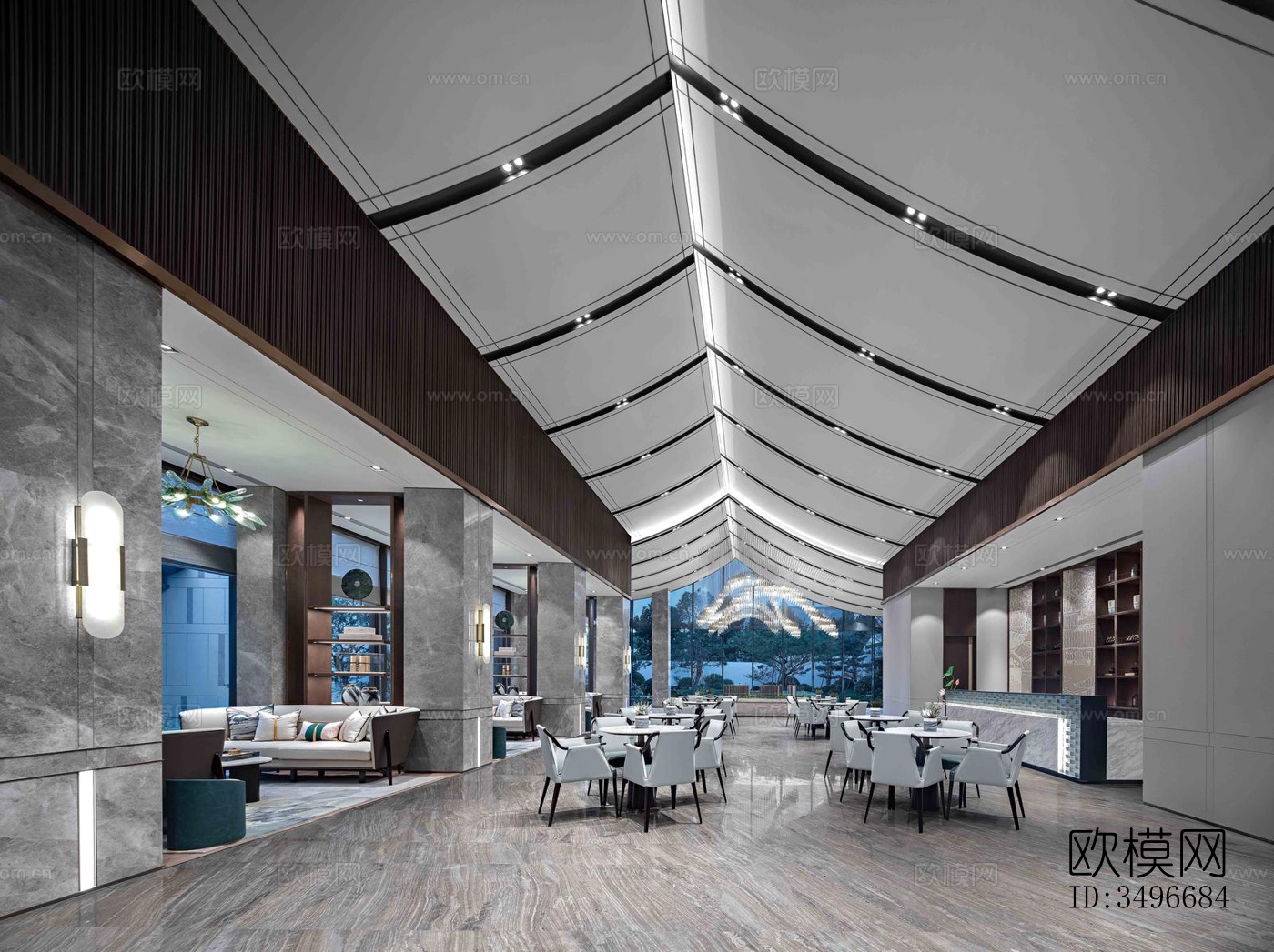 新中式售楼处效果图下载（渲染图13）