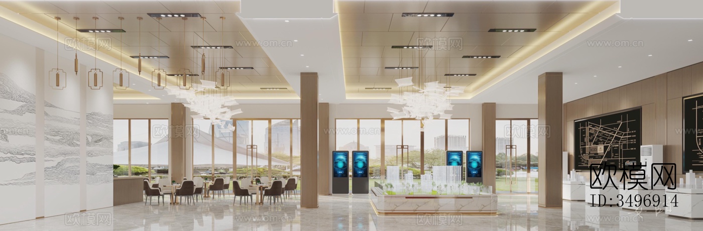 现代售楼处效果图下载（渲染图1）