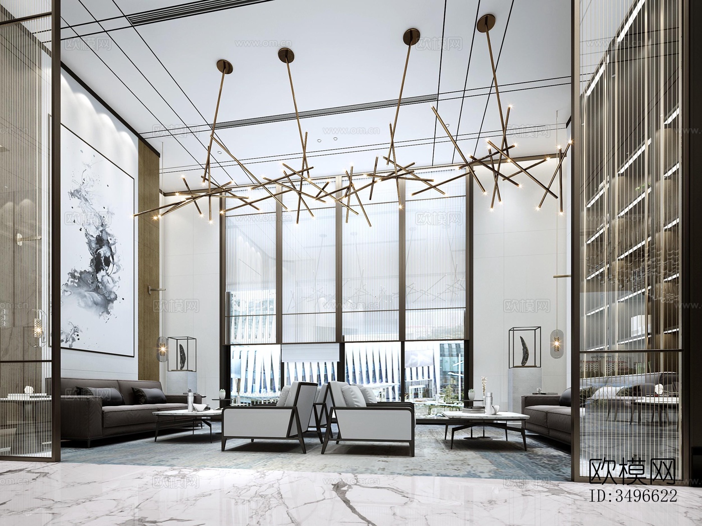 新中式售楼处效果图下载（渲染图3）