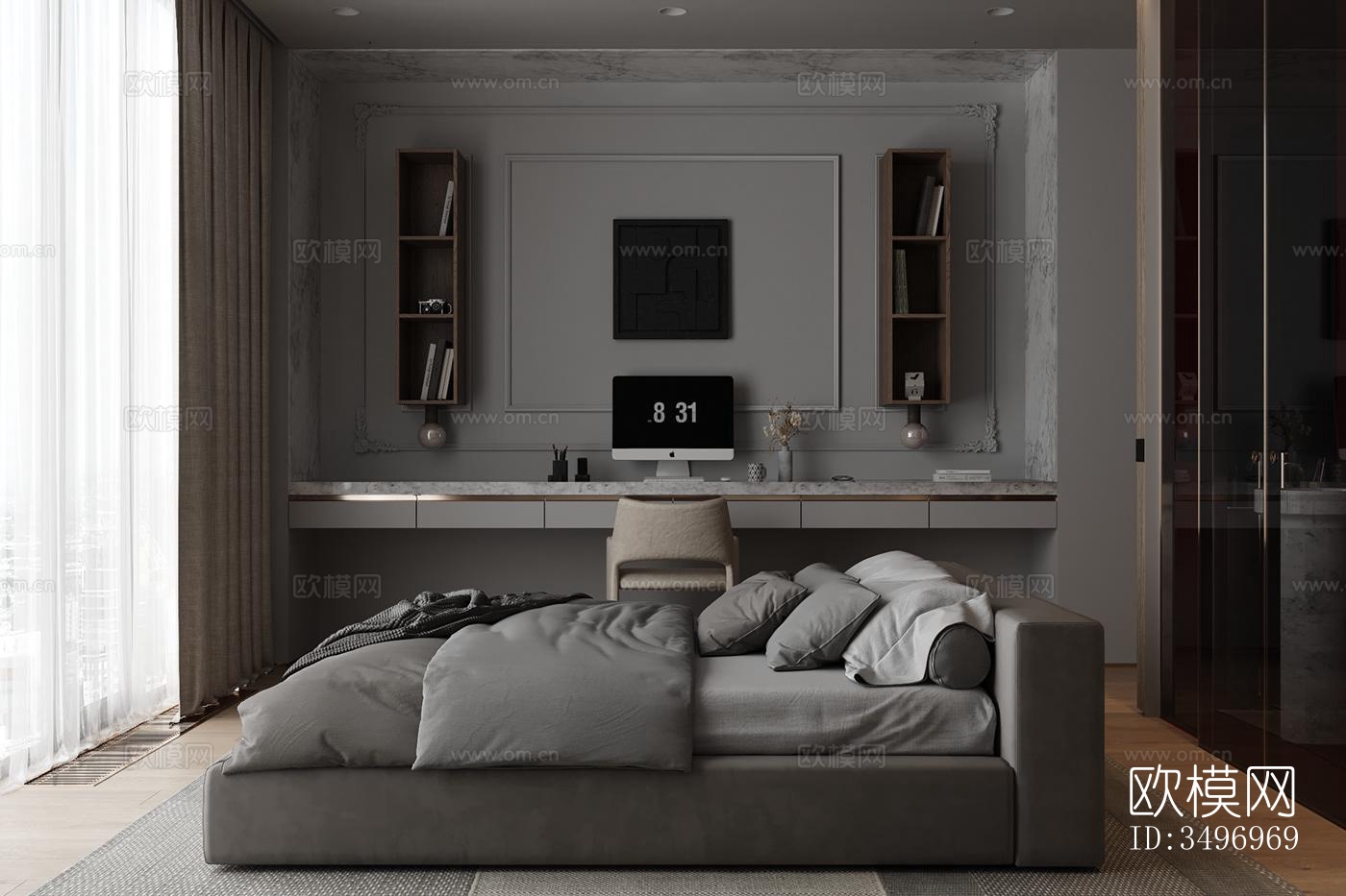 现代大平层效果图下载（渲染图7）