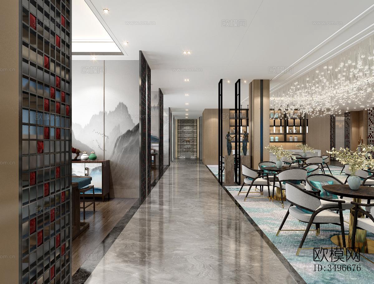 新中式售楼处效果图下载（渲染图4）