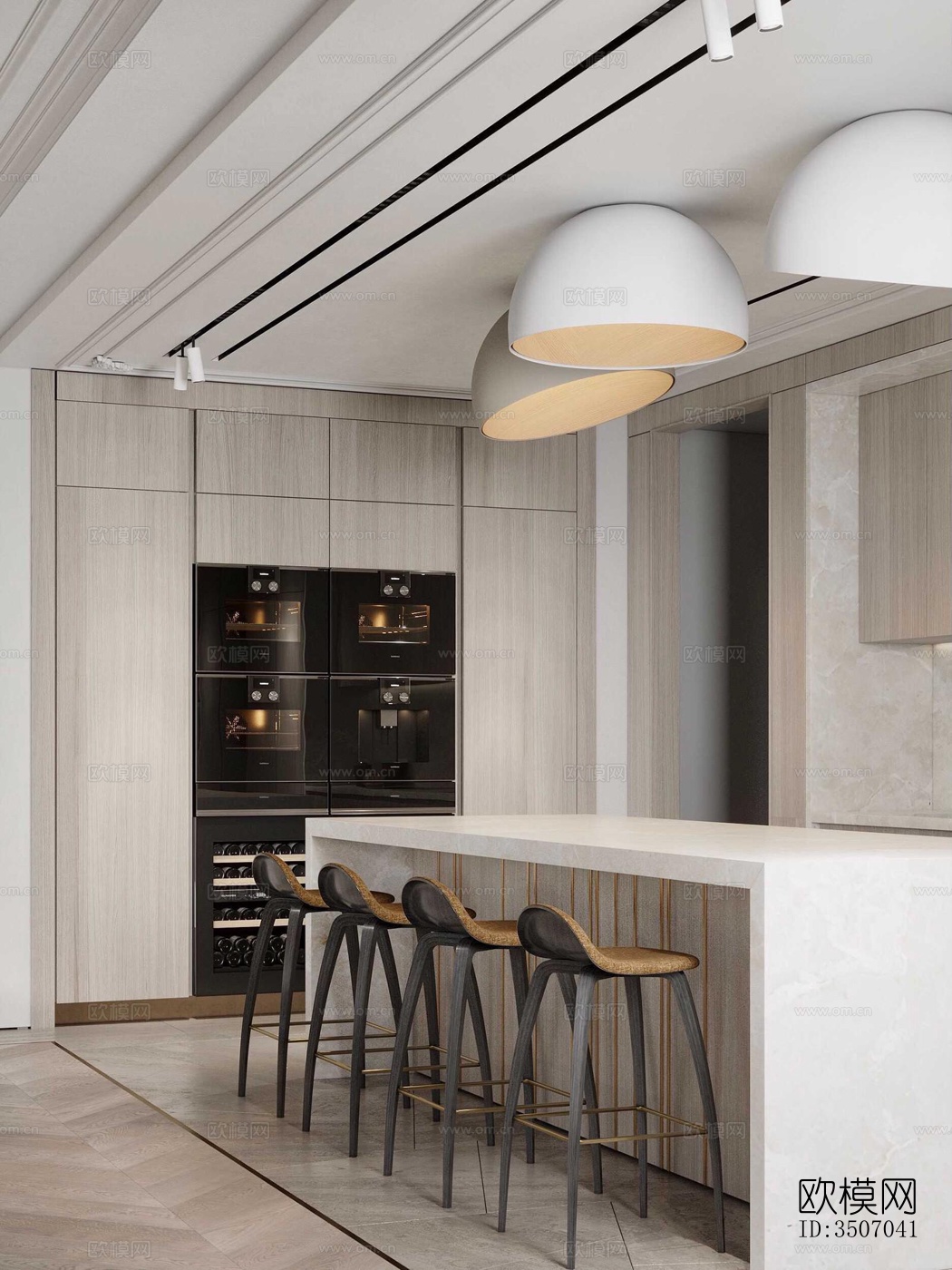 现代大平层效果图下载（渲染图2）