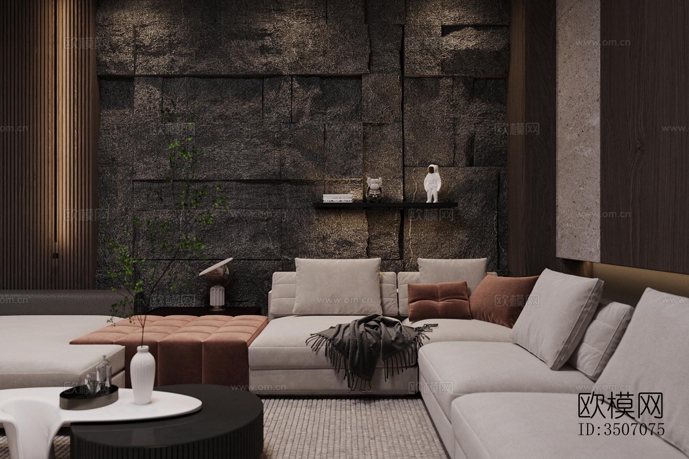 现代大平层效果图下载（渲染图7）