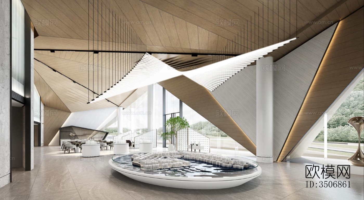 现代售楼处效果图下载（渲染图1）