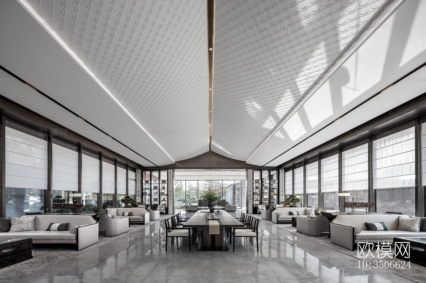 新中式售楼处效果图下载（渲染图9）