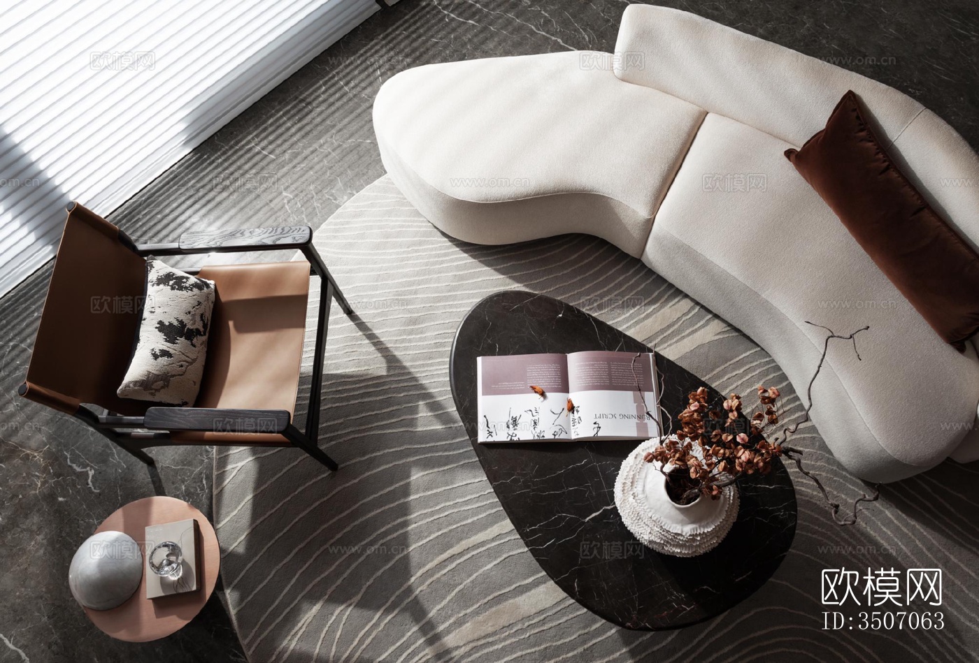 现代大平层效果图下载（渲染图3）