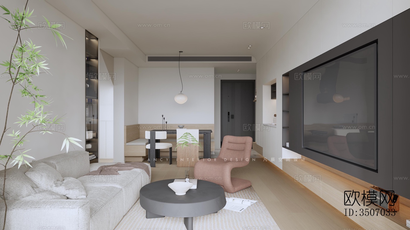 现代大平层效果图下载（渲染图11）