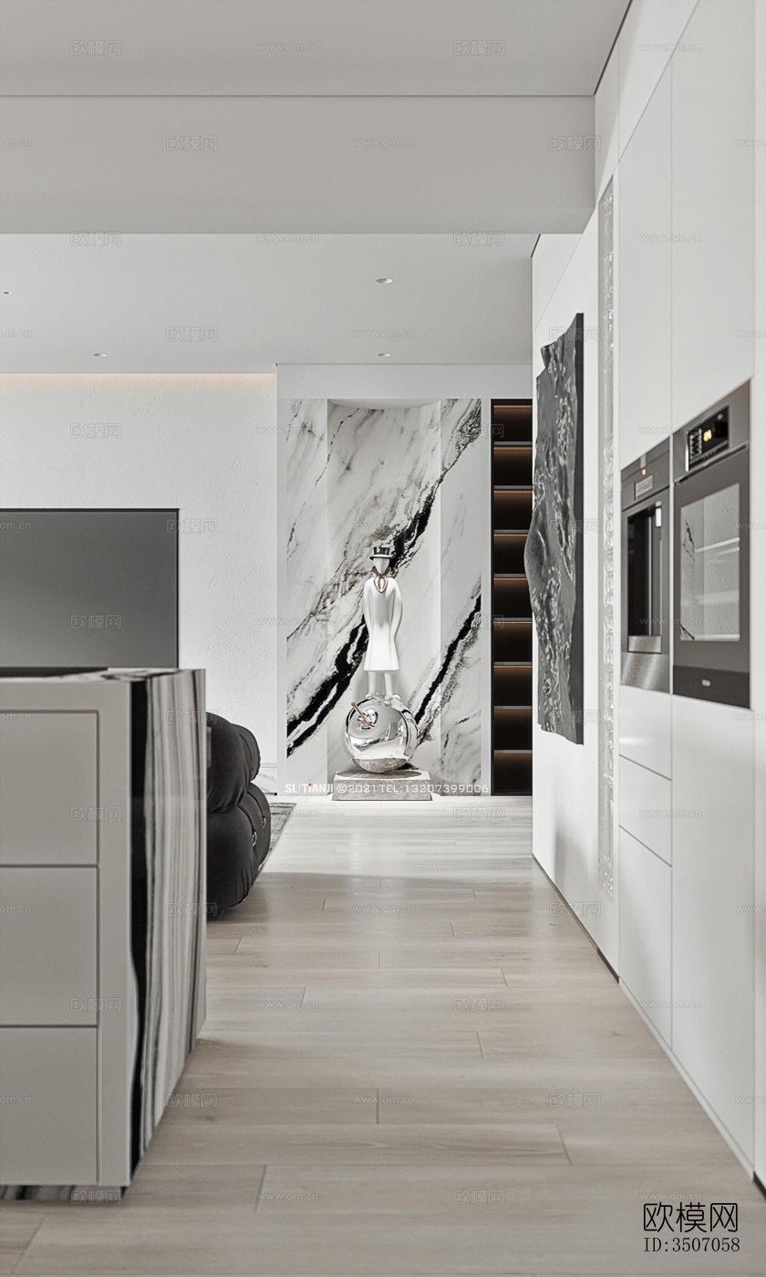 现代大平层效果图下载（渲染图14）