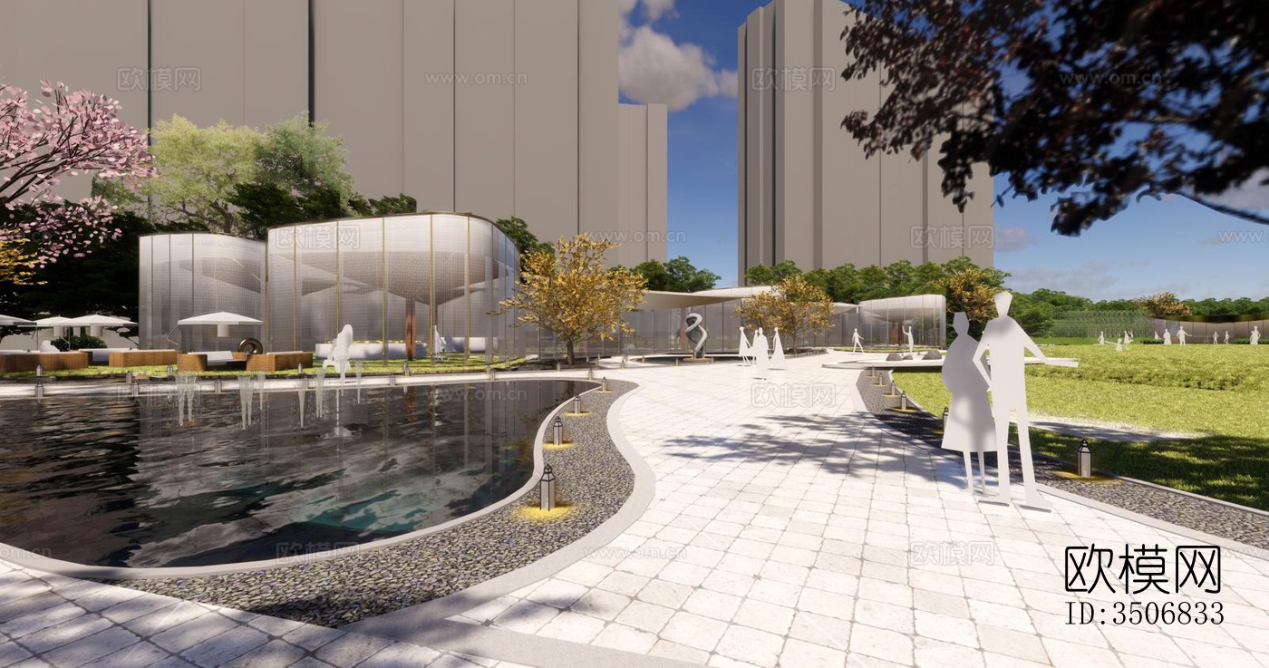 现代售楼处效果图下载（渲染图1）