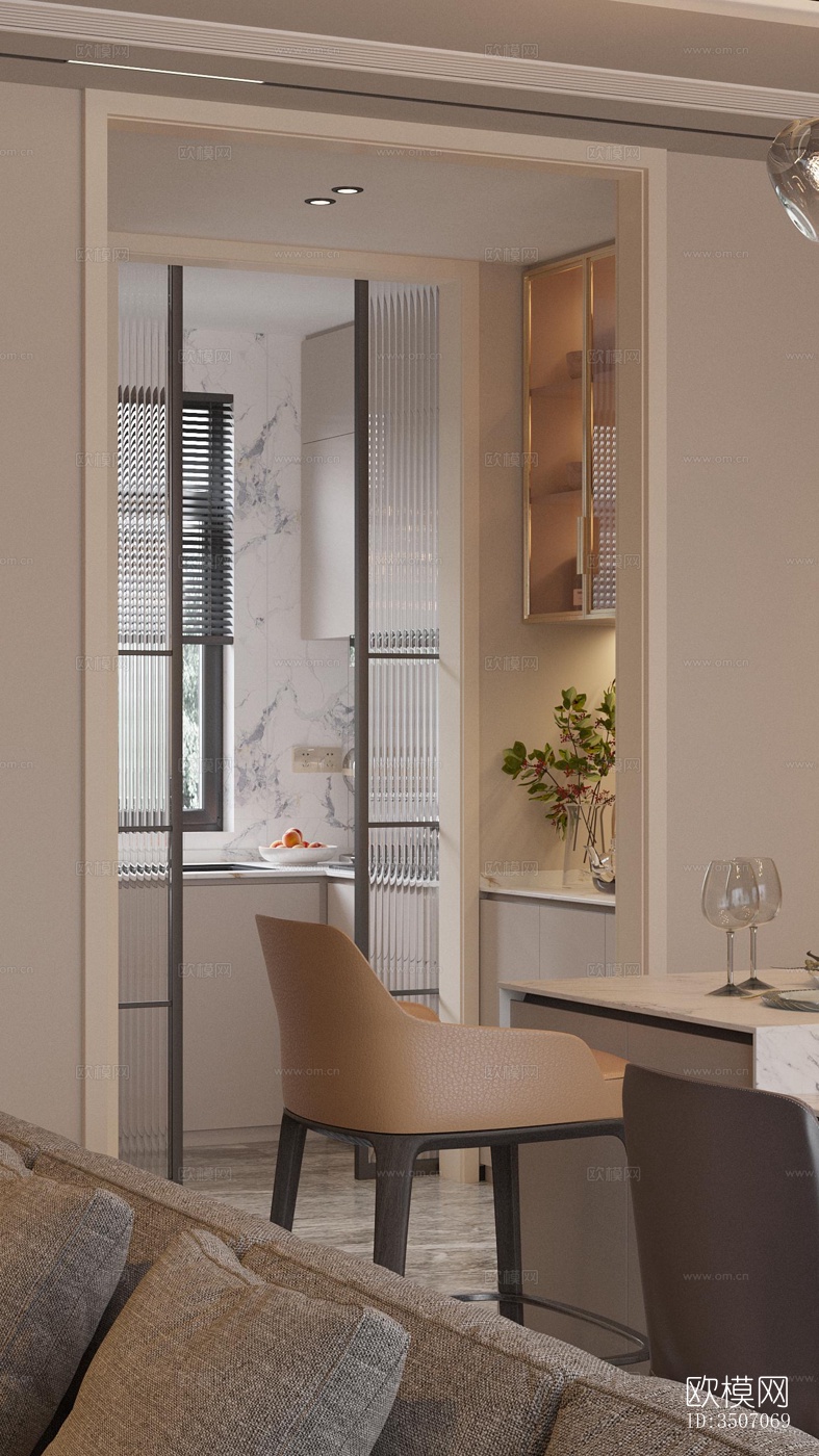 现代大平层效果图下载（渲染图4）