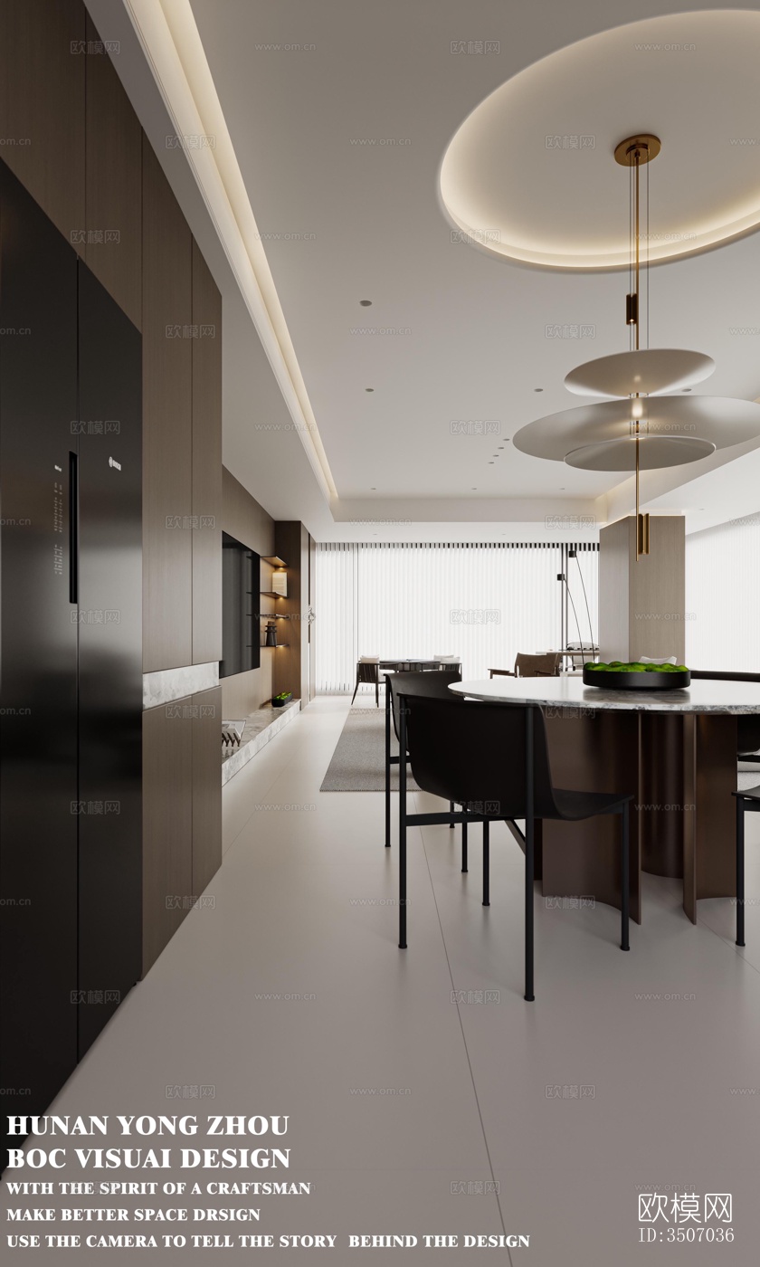 现代大平层效果图下载（渲染图3）