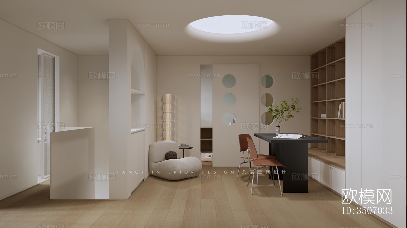 现代大平层效果图下载（渲染图3）