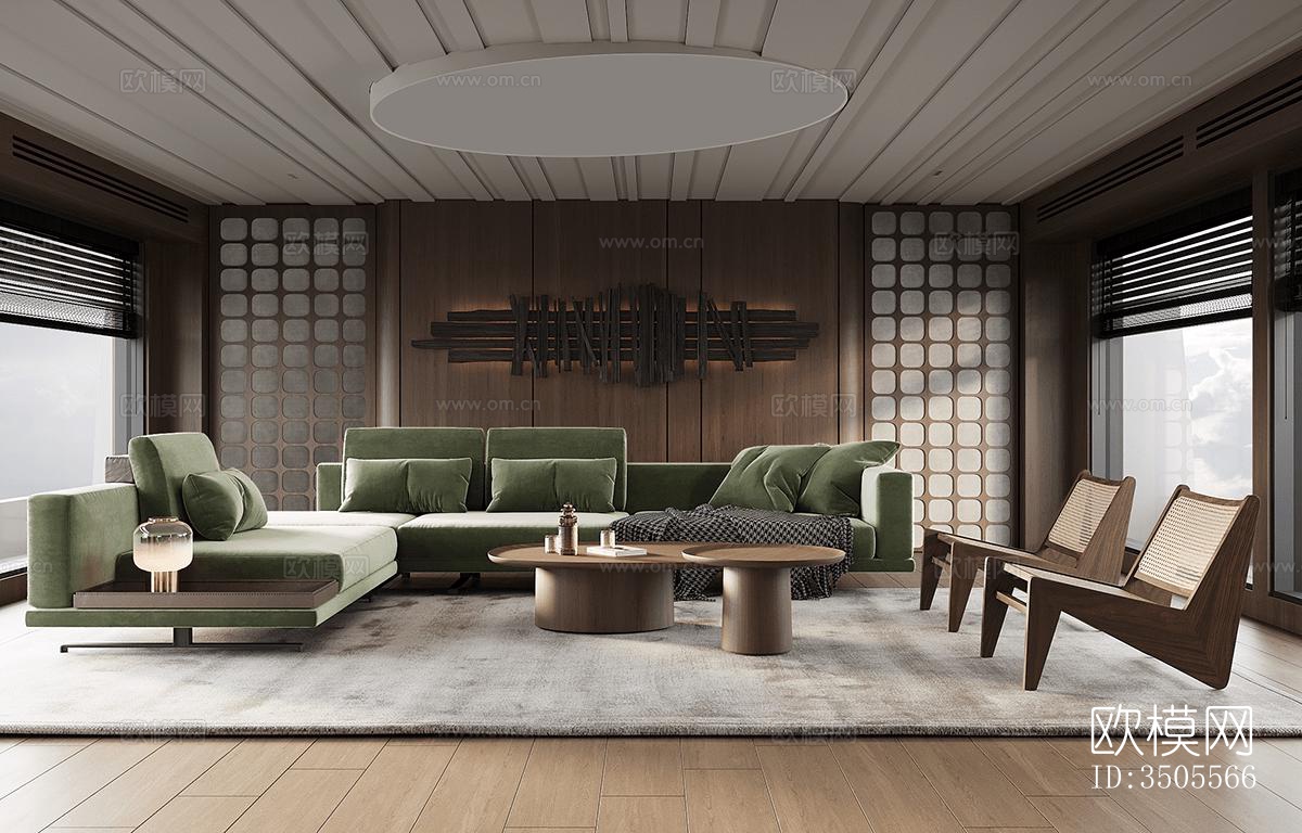 现代大平层效果图下载（渲染图2）