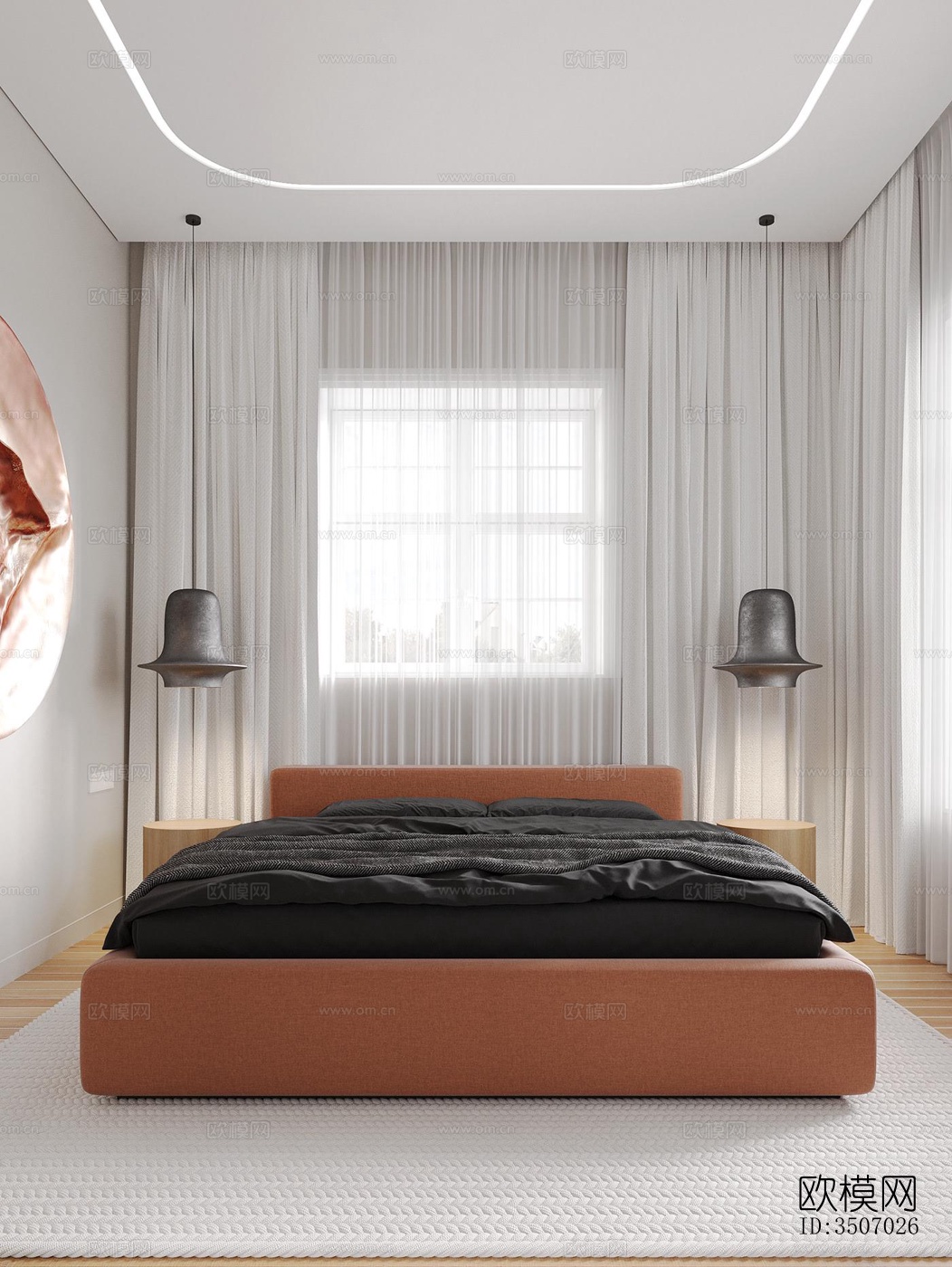 现代大平层效果图下载（渲染图3）