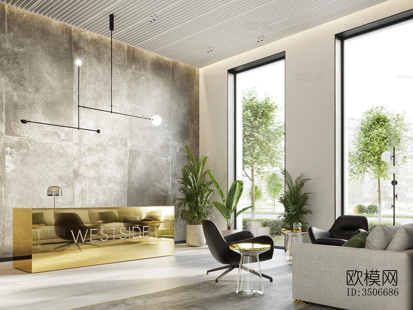 现代售楼处效果图下载（渲染图2）