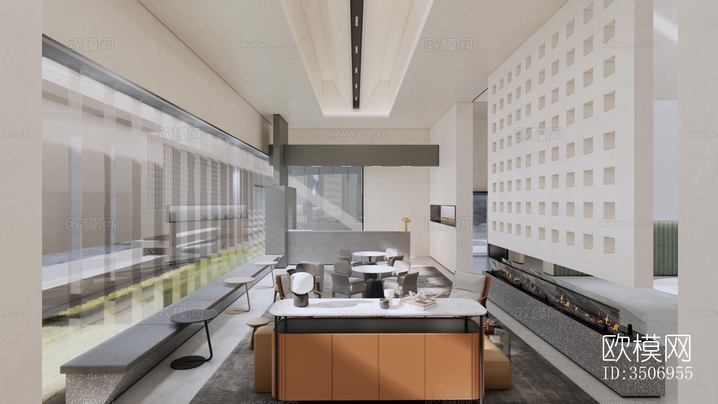 现代售楼处效果图下载（渲染图1）