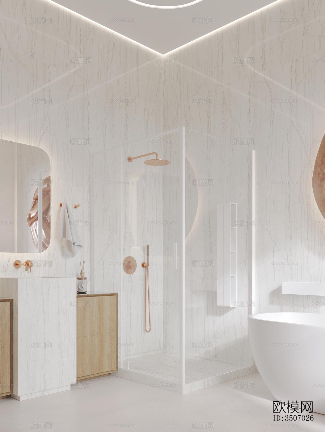 现代大平层效果图下载（渲染图9）