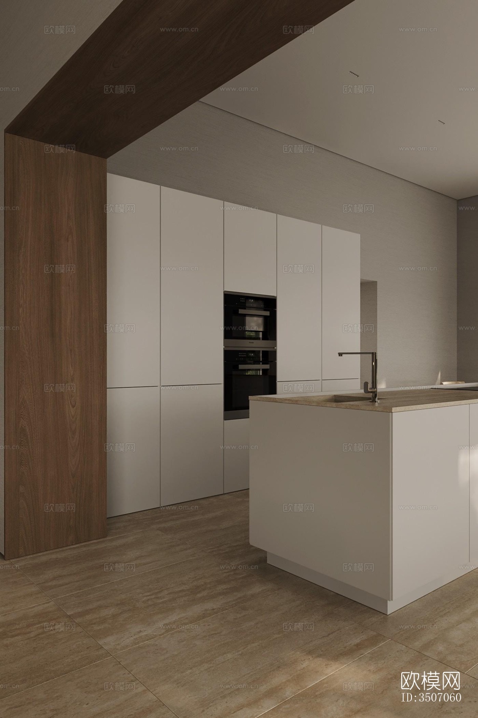 现代大平层效果图下载（渲染图3）