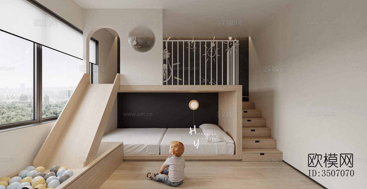 现代大平层效果图下载（渲染图11）