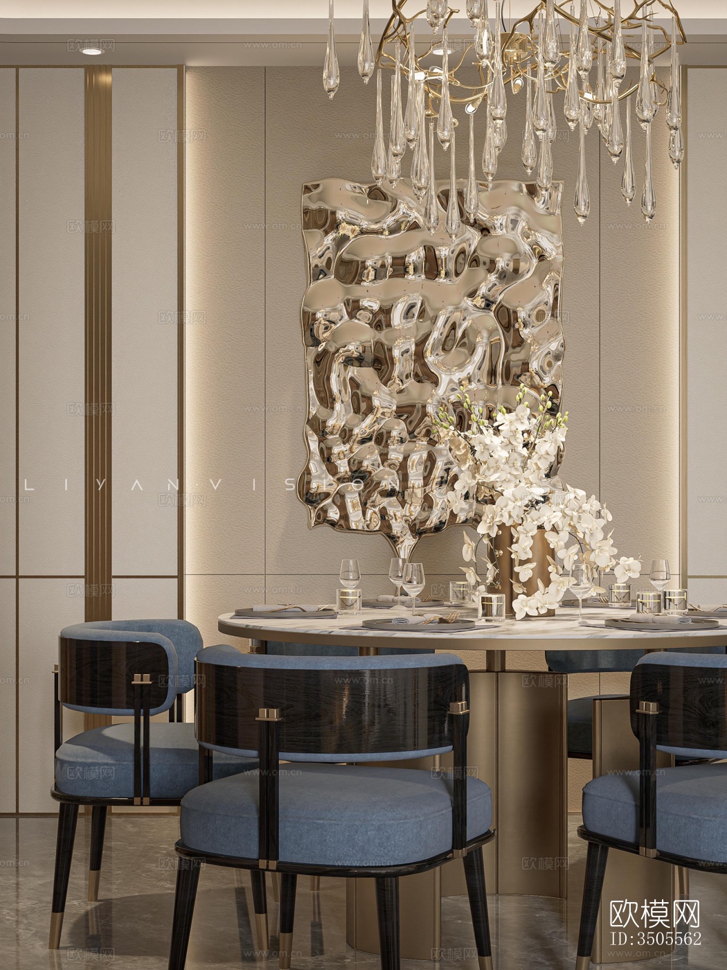 现代大平层效果图下载（渲染图5）