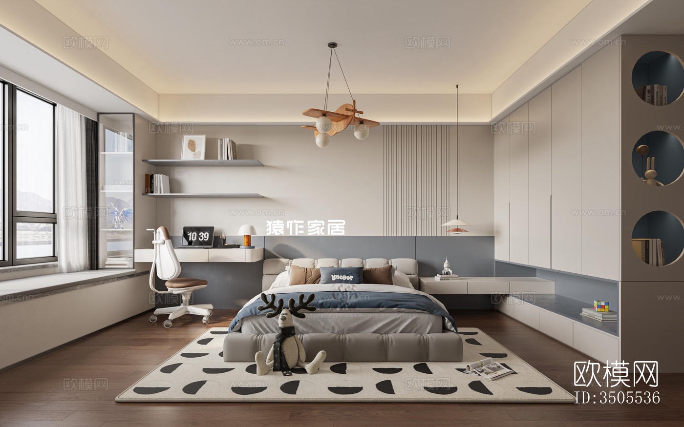 现代大平层效果图下载（渲染图7）