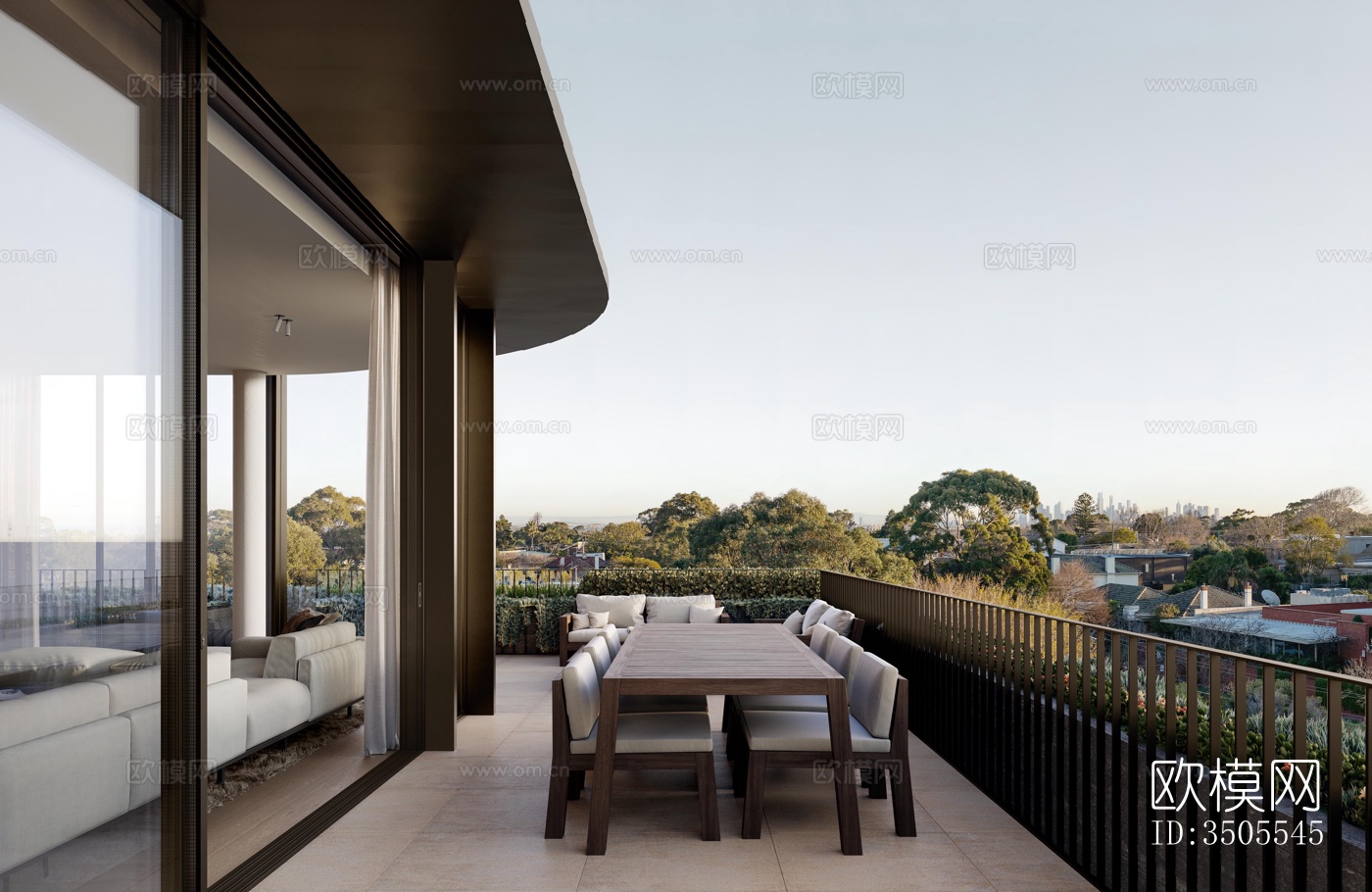 现代大平层效果图下载（渲染图7）