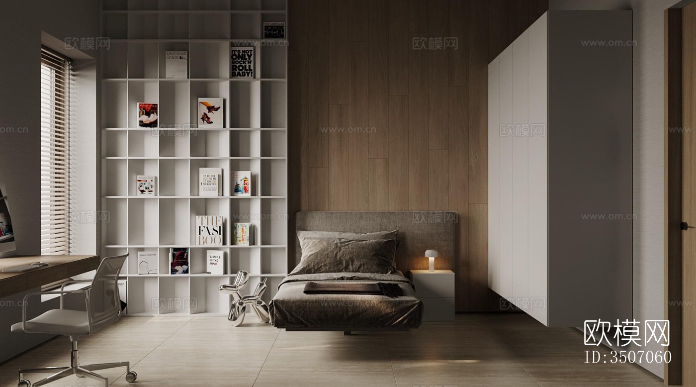 现代大平层效果图下载（渲染图6）