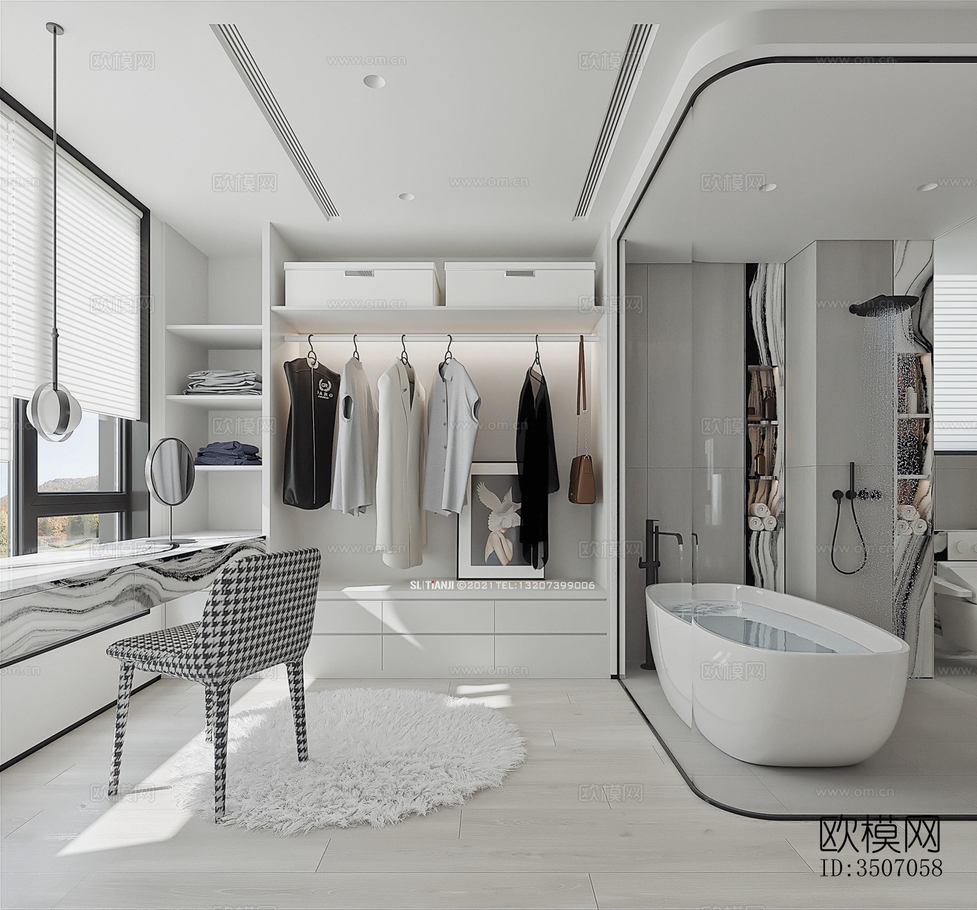 现代大平层效果图下载（渲染图4）