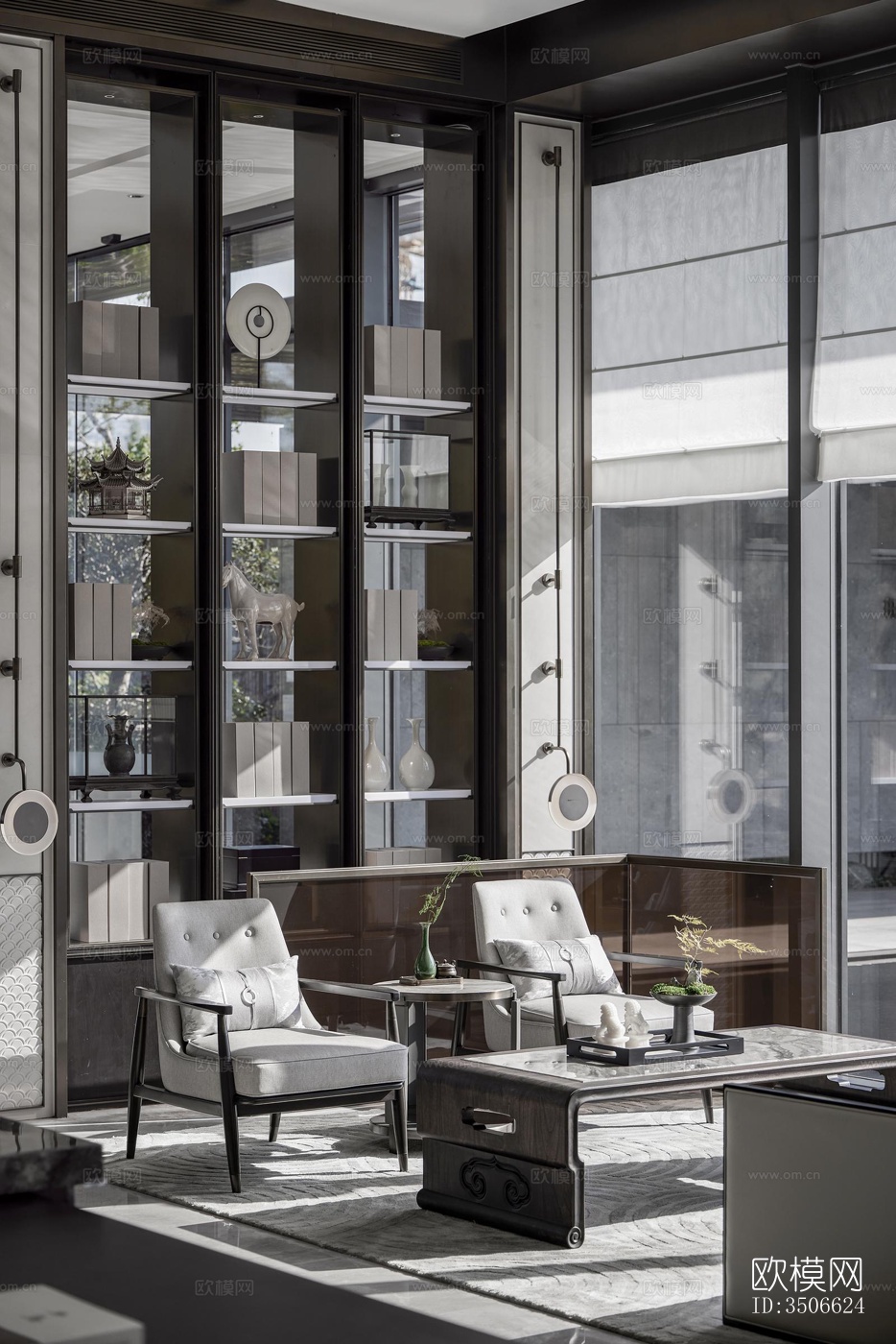 新中式售楼处效果图下载（渲染图13）