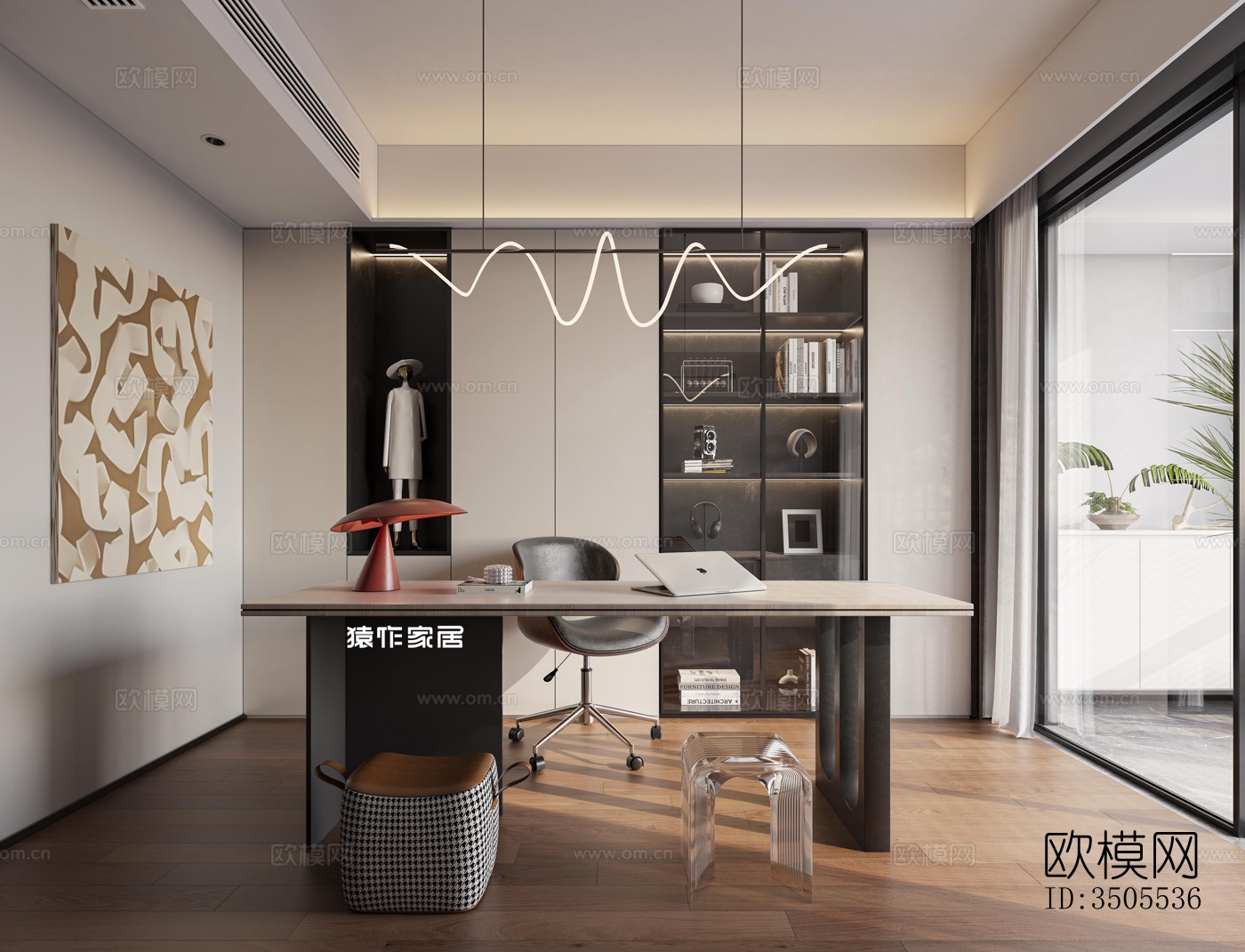 现代大平层效果图下载（渲染图6）